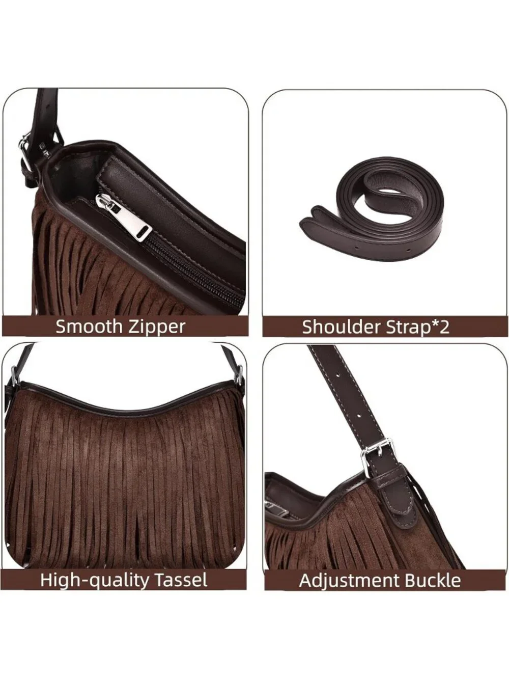 Women's Coffee Imported Underarm Suede Western Classy Stylish Trendy Hobo Bag